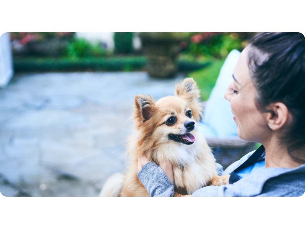 a woman with her dog