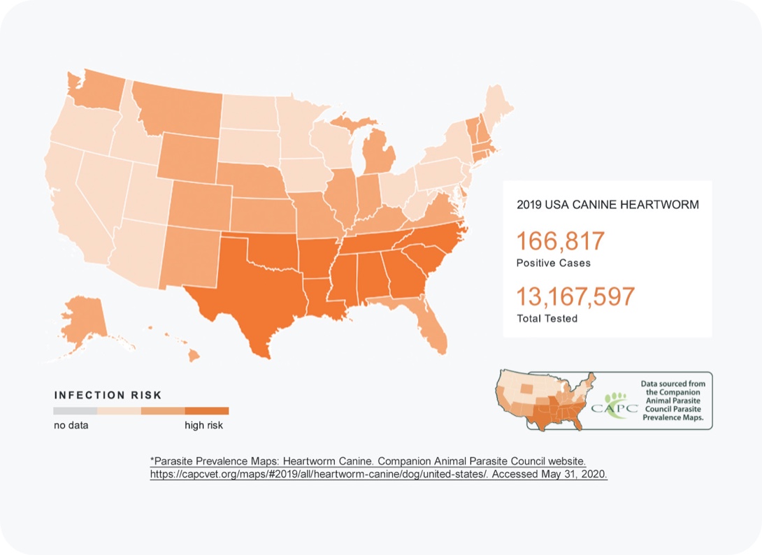 heartworm desease risk map 